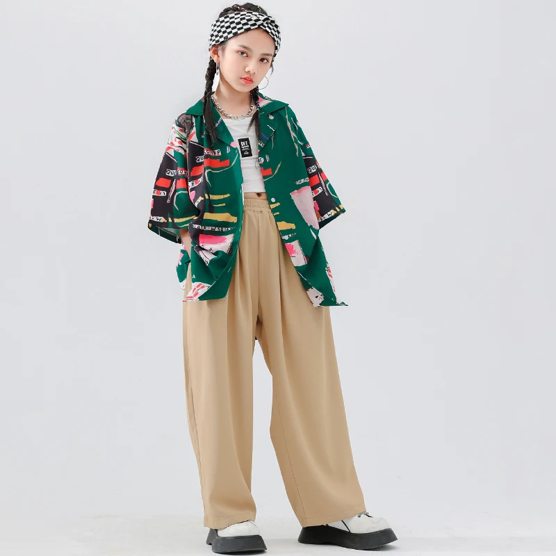 Kids Hip Hop Clothing Vintage Print Shirt Tops Casual Street Wear Khaki Pants for Girls Boys Jazz Rapper Dance Costume Clothes
Kids Hip Hop Clothing Vintage Print Shirt Tops Casual Street Wear Khaki Pants for Girls Boys Jazz Rapper Dance Costume Clothes