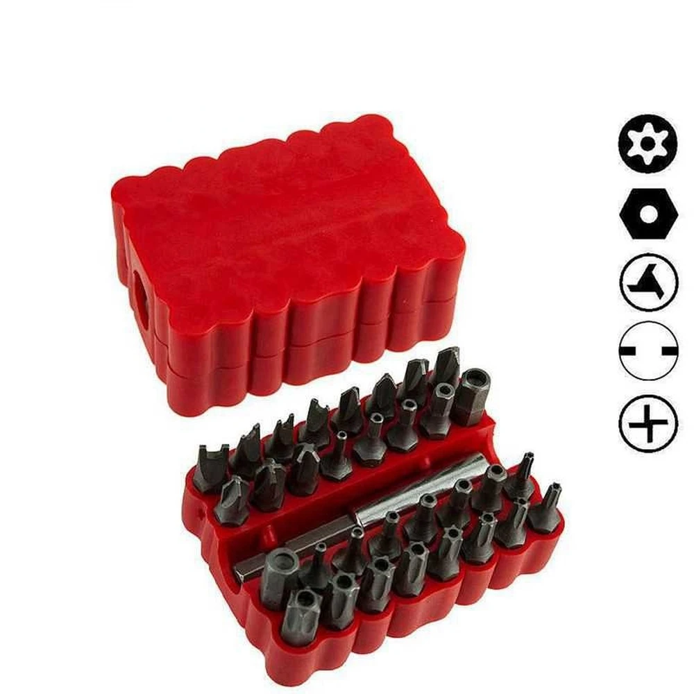 

Free Shipping 33Pcs Screwdriver Tamper Proof Security Bits Set with Magnetic Extension Bit Holder Torx Hex Star Spanner Tools