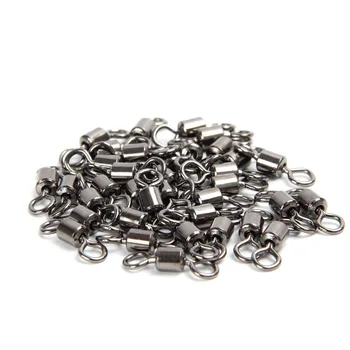 50 pcs Swivel Connector Fishing Stainless Steel Carp Accessories Snap Fishhook Lure Solid Ring Tackle