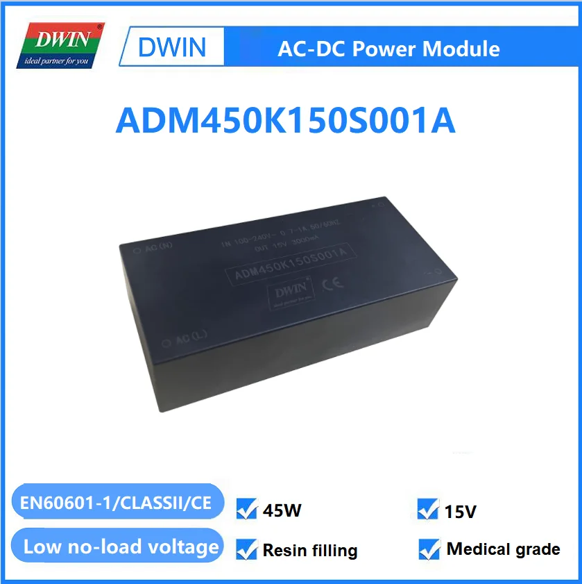 DWIN 45W AC TO DC15V 3000mA Medical Grade Small Package With Single Output Wide Voltage Input Switching Power Supply
DWIN 45W AC TO DC15V 3000mA Medical Grade Small Package With Single Output Wide Voltage Input Switching Power Supply