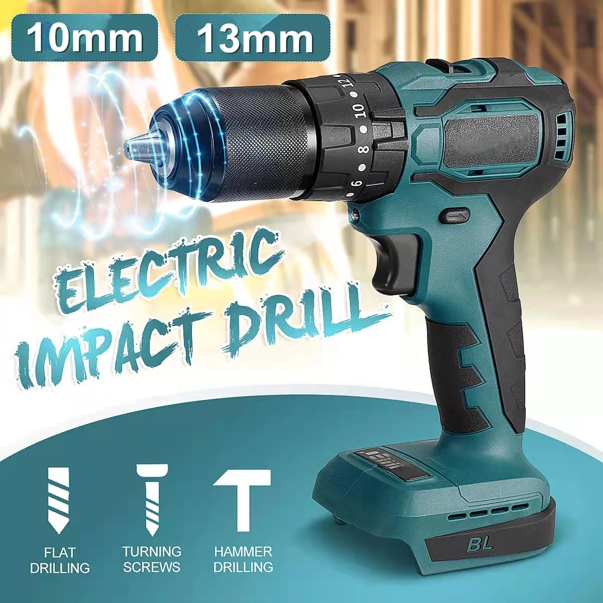 3 in 1 Cordless Electric Impact Drill 10mm 20+3 Torque 2 Gears Brushless Electric Screwdriver For Makita 18V Battery
3 in 1 Cordless Electric Impact Drill 10mm 20+3 Torque 2 Gears Brushless Electric Screwdriver For Makita 18V Battery