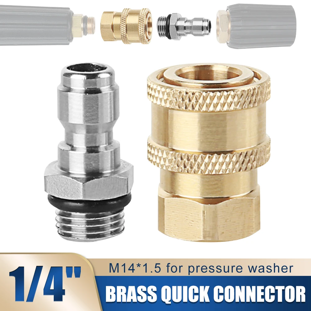 1Pair Pressure Washer Adapter Set Brass Connector 1/4 Quick Disconnect Kit M14*1.5 Female 4000PSI for Car Washing Hose Tools
1Pair Pressure Washer Adapter Set Brass Connector 1/4 Quick Disconnect Kit M14*1.5 Female 4000PSI for Car Washing Hose Tools