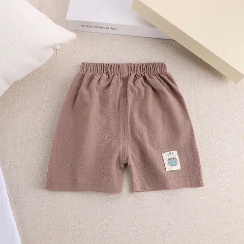 Женские летние шорты для мальчиков и девочек, короткие брюки из хлопка и льна в Корейском стиле, милые шорты для маленьких детей