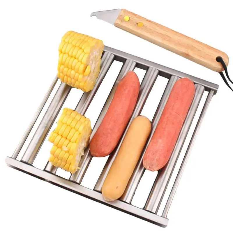 Hotdog Roller Grillers BBQ Tools Hot Dog Roller With Extra Long Wood Handle Stainless Steel Sausage Roller Rack Accessories
Hotdog Roller Grillers BBQ Tools Hot Dog Roller With Extra Long Wood Handle Stainless Steel Sausage Roller Rack Accessories