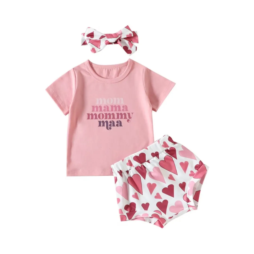 Mother's Day Mom Loves Me Series Summer Baby Girl Girls Children's Wear Pink Top Love Print Triangle Shorts Set
Mother's Day Mom Loves Me Series Summer Baby Girl Girls Children's Wear Pink Top Love Print Triangle Shorts Set