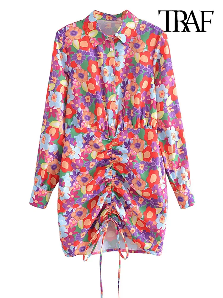 TRAF Women Fashion With Drawstring Printed Pleated Mini Dress Vintage Long Sleeve Button-up Female Dresses Vestidos Mujer
TRAF Women Fashion With Drawstring Printed Pleated Mini Dress Vintage Long Sleeve Button-up Female Dresses Vestidos Mujer