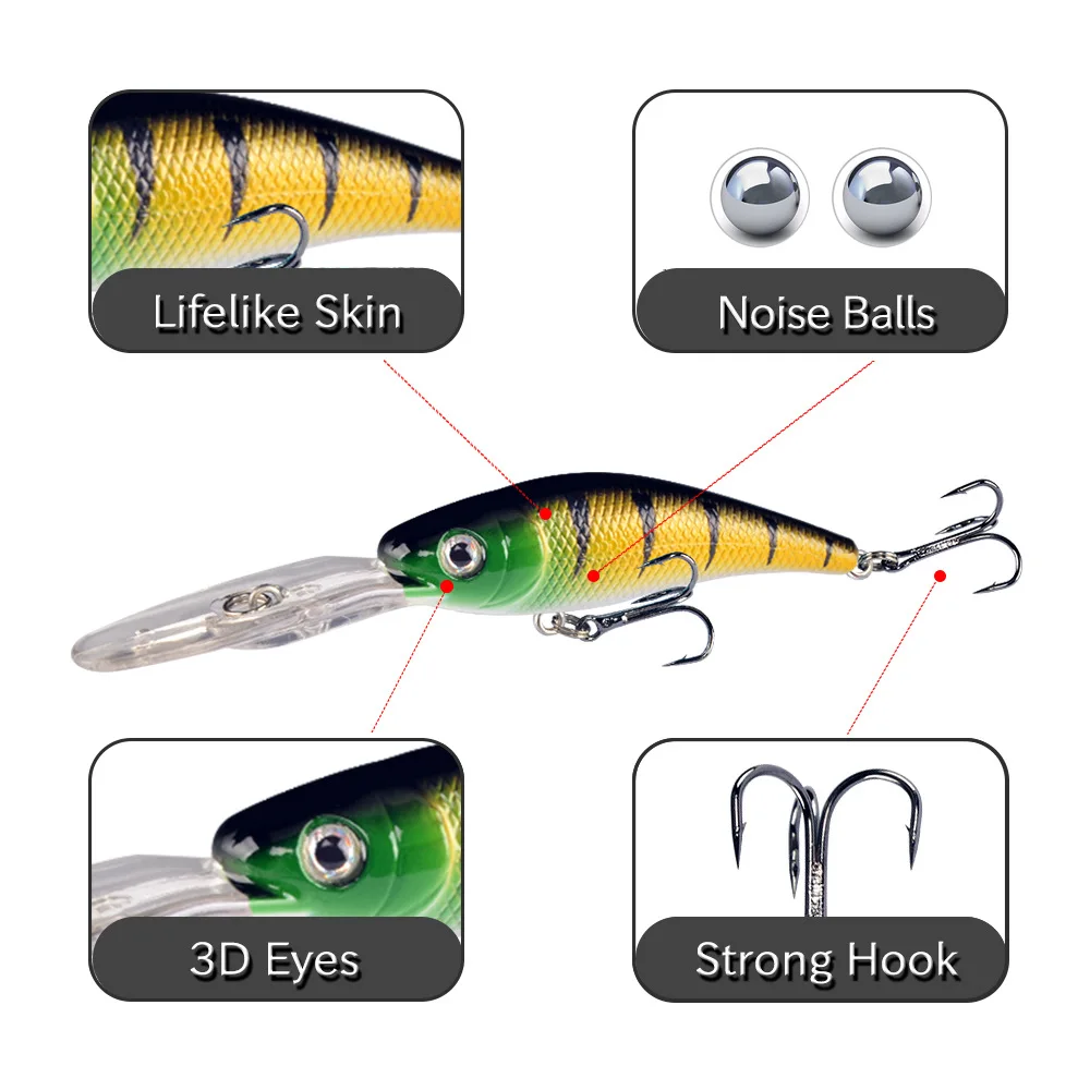 

10cm 9.5g Sinking Minnow Fishing Lures Wobbler Swimbaits Artificial Hard Bait For Bass Pike Crankbait Sea Trolling Tackle