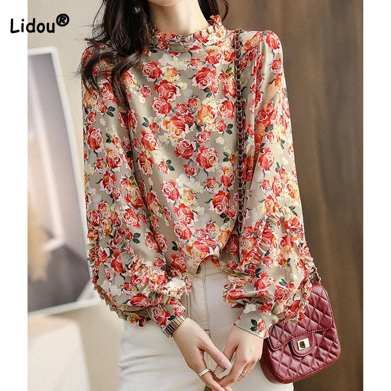 Elegant Fashion Floral Lantern Sleeve Blouse Autumn Female Commute Loose Stand Collar Printed Chiffon Shirt Women's Clothing
Elegant Fashion Floral Lantern Sleeve Blouse Autumn Female Commute Loose Stand Collar Printed Chiffon Shirt Women's Clothing