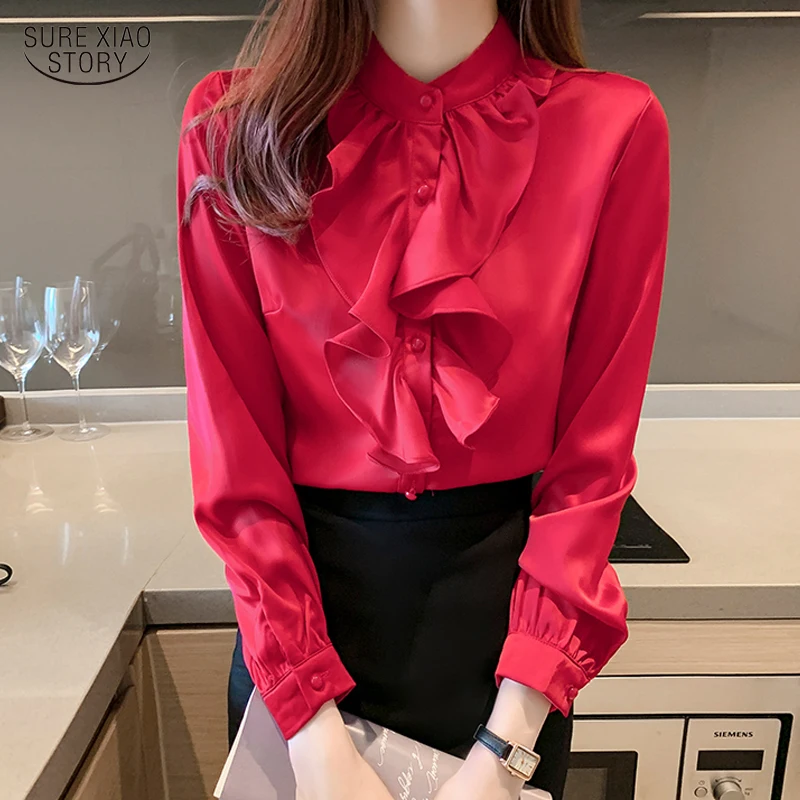 New Office Straight Long Sleeve Women Shirts Satin Fashion Ruffles Women Blouse and Tops Solid Buttons Clothing Blusas 20390
New Office Straight Long Sleeve Women Shirts Satin Fashion Ruffles Women Blouse and Tops Solid Buttons Clothing Blusas 20390