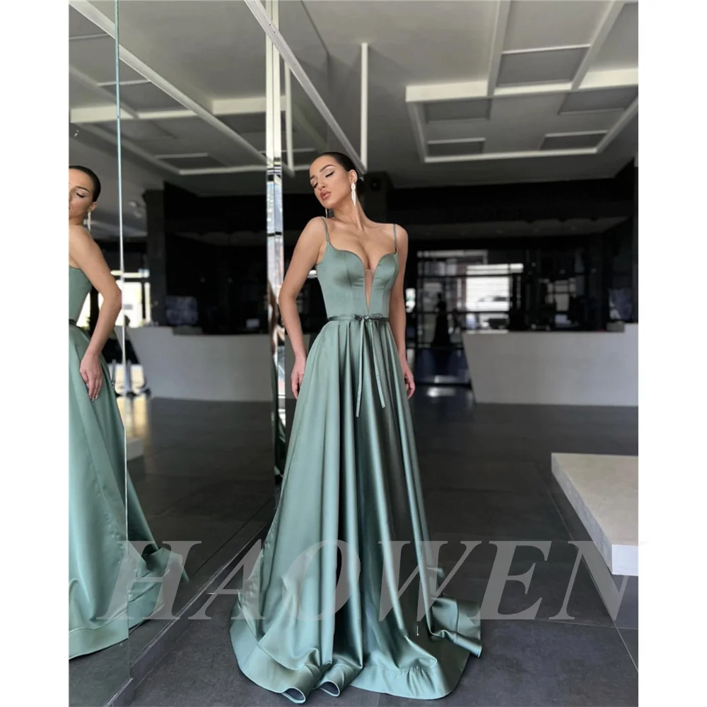 HAOWEN Pale Green Satin Long Prom Dresses Spaghetti Straps Sweetheart A Line Evening Gowns Special Occasion Dress Formal Wear
HAOWEN Pale Green Satin Long Prom Dresses Spaghetti Straps Sweetheart A Line Evening Gowns Special Occasion Dress Formal Wear