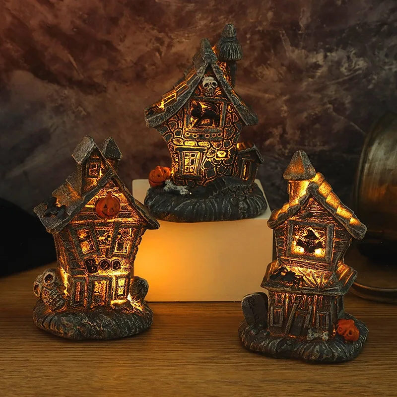 

Halloween Decorations Mini LED Light-up Pumpkin Haunted,Scary Ghost House Indoor Room Party Decor Supplies Tabletop Decoration