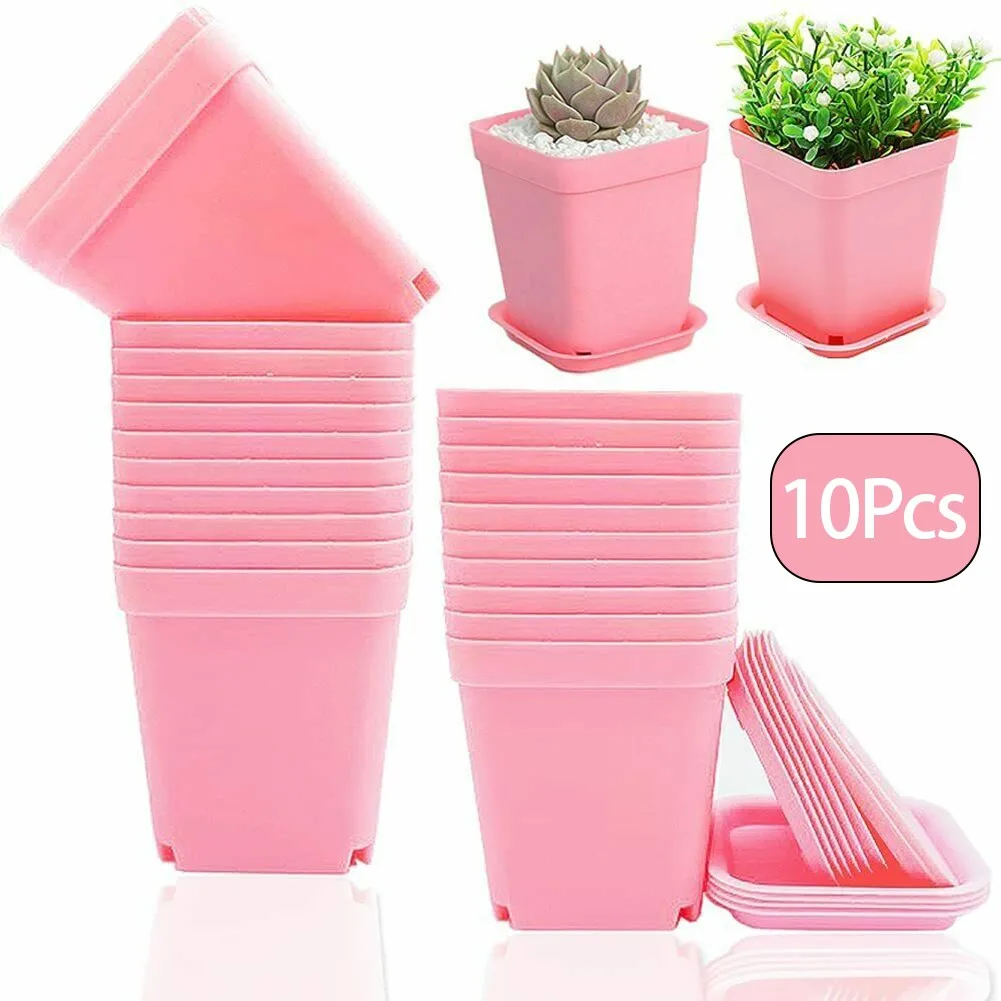 10pcs Flower Pots With 10pcs Drain Trays Colorful Multi Square Nursery Breathable Plant Pot With Nursery Home Garden Decoration
10pcs Flower Pots With 10pcs Drain Trays Colorful Multi Square Nursery Breathable Plant Pot With Nursery Home Garden Decoration