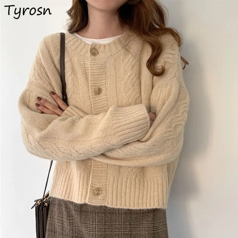 Knitting Cardigan Women Gentle Warm O-neck Single Breasted Outwear Retro All-match Cozy Solid Cropped Sweaters Feminine Ulzzang
Knitting Cardigan Women Gentle Warm O-neck Single Breasted Outwear Retro All-match Cozy Solid Cropped Sweaters Feminine Ulzzang