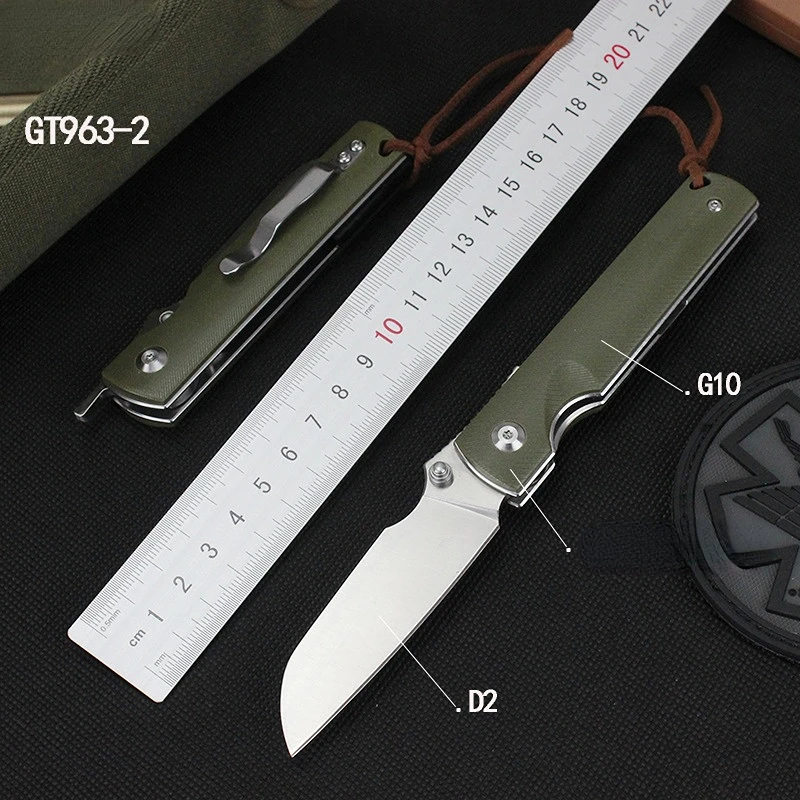 High Hardness GT-963 Outdoor Camping Pocket Folding Tactical Knife D2 Blade G10 Handle Hunting Survival Utility Knives EDC Tools
High Hardness GT-963 Outdoor Camping Pocket Folding Tactical Knife D2 Blade G10 Handle Hunting Survival Utility Knives EDC Tools