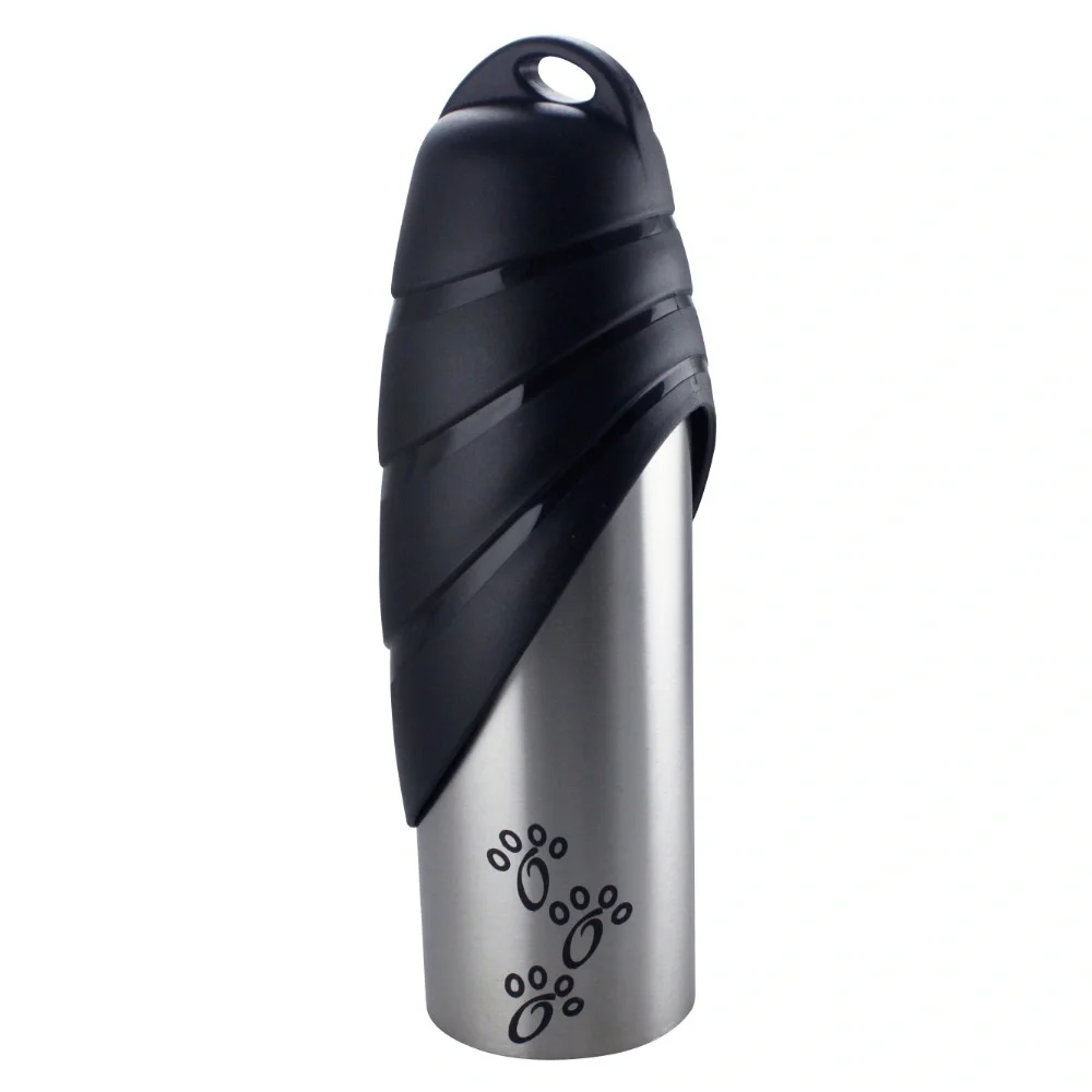 Plastic Fin Cap Pet Travel Water Bottle in Stainless Steel, Large, Silver and Black
Plastic Fin Cap Pet Travel Water Bottle in Stainless Steel, Large, Silver and Black