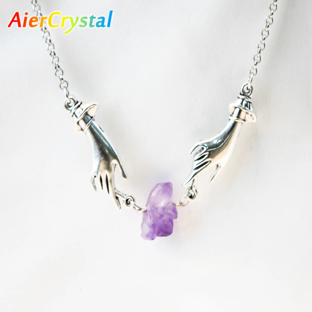 Witchy Amethyst Crystal Chain Choker Hands Necklace Magical Creative Druzy Jewelry Charm Fashion Pendant for Women Gift Keepsake
Witchy Amethyst Crystal Chain Choker Hands Necklace Magical Creative Druzy Jewelry Charm Fashion Pendant for Women Gift Keepsake