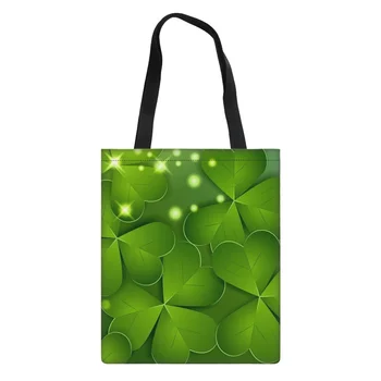 Women Tote Bags St. Patricks Festival Clover Pattern Print Woman Shoulder Bag Famale Line Shopping Bag