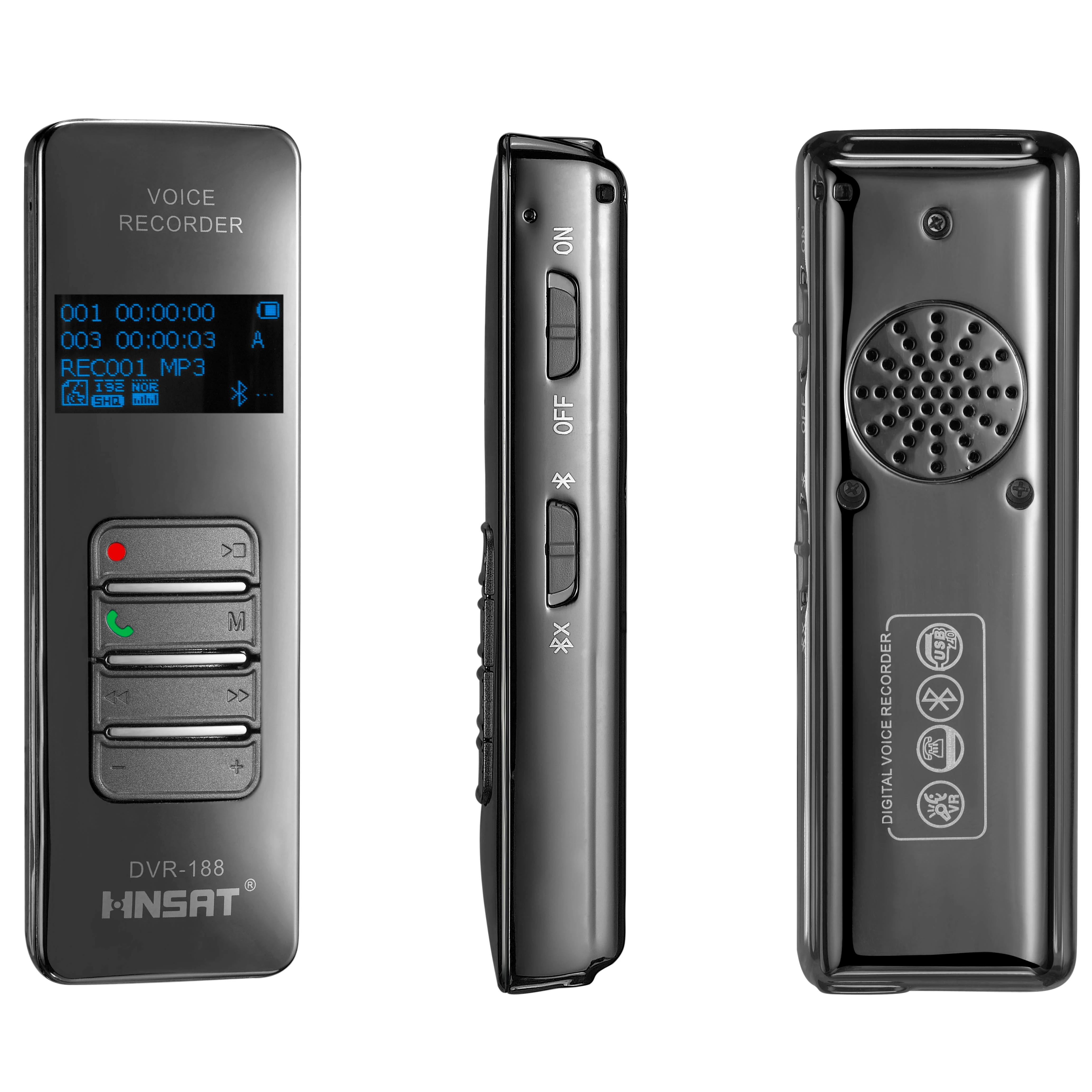Bluetooths 8GB Dictaphone Audio Voice Recorder With External Microphone Password Lock Function
Bluetooths 8GB Dictaphone Audio Voice Recorder With External Microphone Password Lock Function