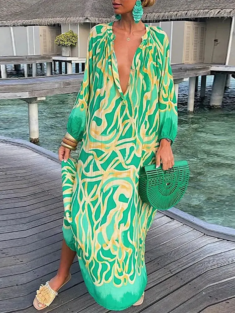 Vintage Maxi Dresses for Women 2023 Sexy Deep V-Neck Long Sleeve Shirt Dress Female Beach Cover Up Elegant Robe Loose Streetwear
Vintage Maxi Dresses for Women 2023 Sexy Deep V-Neck Long Sleeve Shirt Dress Female Beach Cover Up Elegant Robe Loose Streetwear