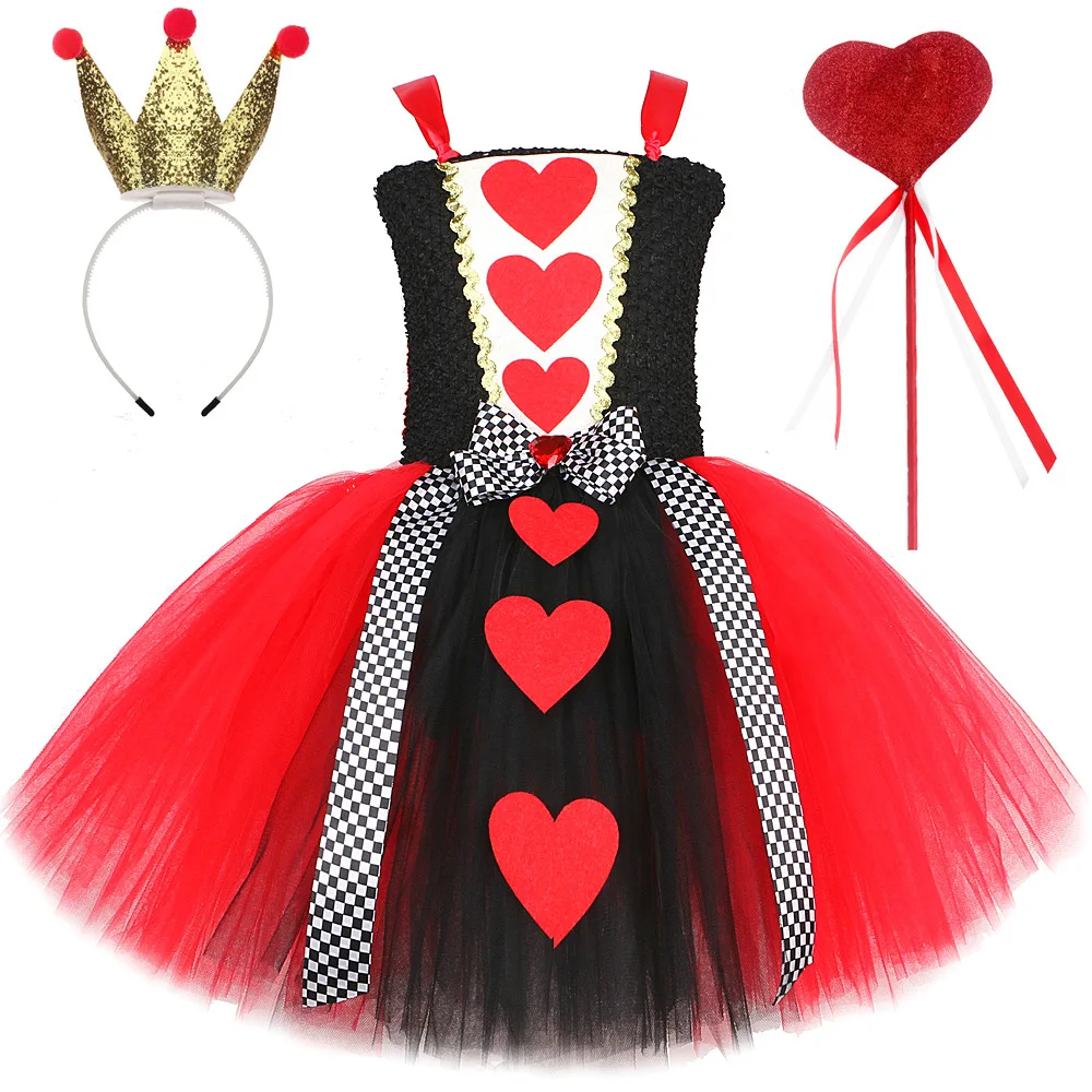 Queen of Hearts Costume Girls Carnival Party Tutu Dress Wonderland Red Queen Cosplay Halloween Costume for Kids Fancy Clothes
Queen of Hearts Costume Girls Carnival Party Tutu Dress Wonderland Red Queen Cosplay Halloween Costume for Kids Fancy Clothes