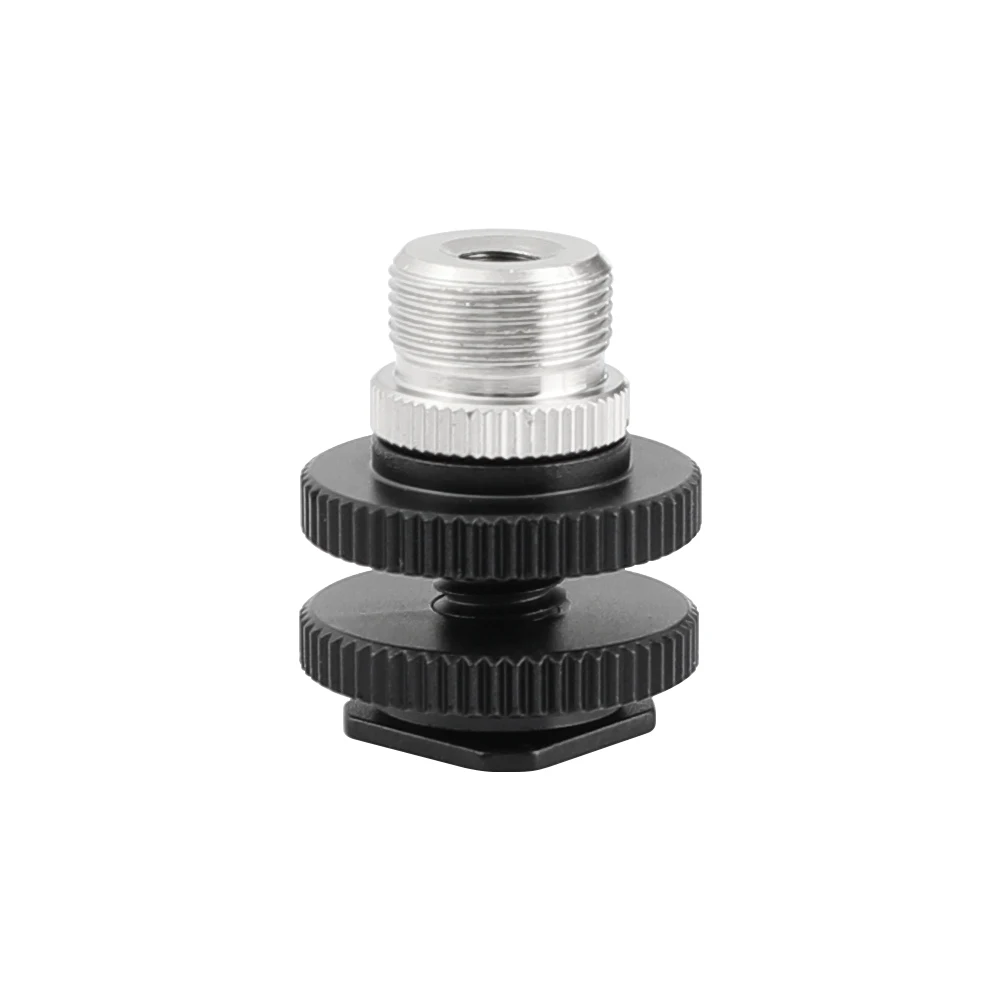HDRiG Shoe Mount Microphone Mounting Adater with 1/4"-20 Male Threaded Cold Shoe Adapter and a 5/8 Male To 1/4 Female Mic Screw
HDRiG Shoe Mount Microphone Mounting Adater with 1/4"-20 Male Threaded Cold Shoe Adapter and a 5/8 Male To 1/4 Female Mic Screw
