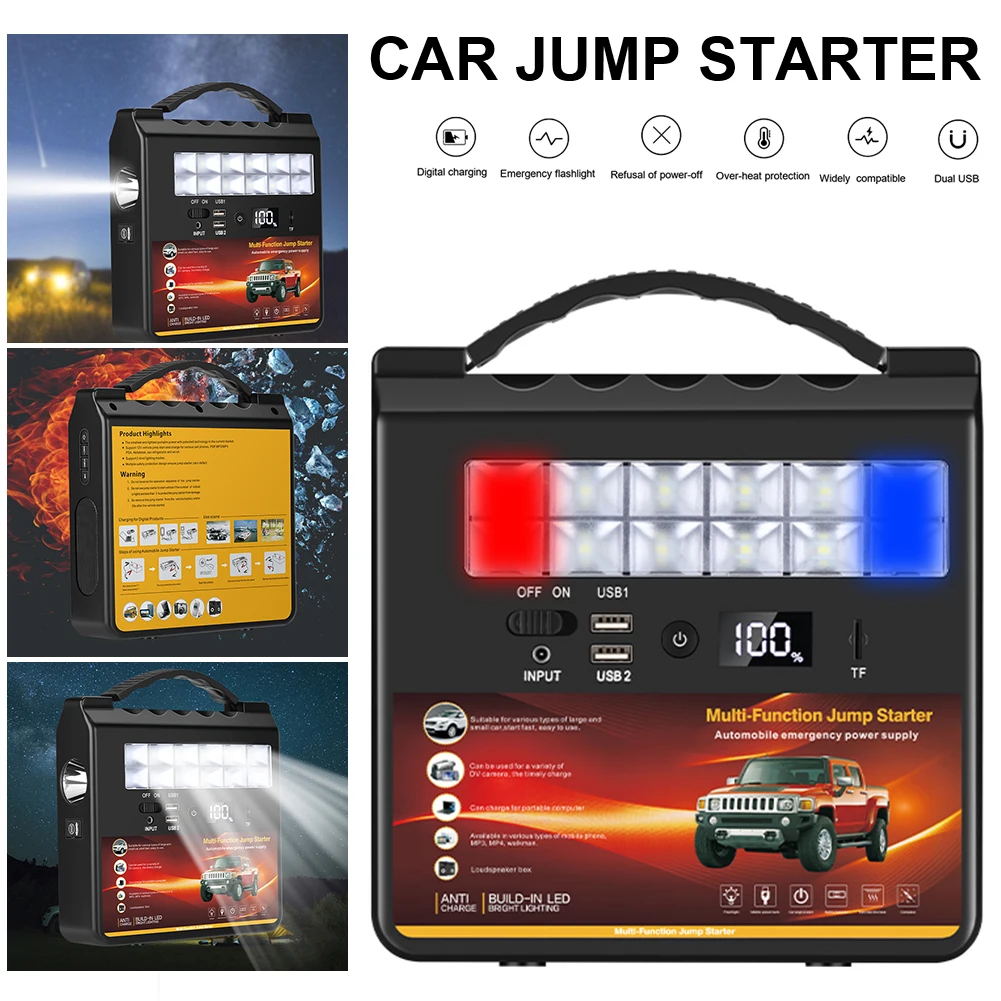 12V Car Jump Starter Portable Power Bank with Bluetooth-Compatible Speaker Emergency Flashlight Car Emergency Battery Booster
12V Car Jump Starter Portable Power Bank with Bluetooth-Compatible Speaker Emergency Flashlight Car Emergency Battery Booster