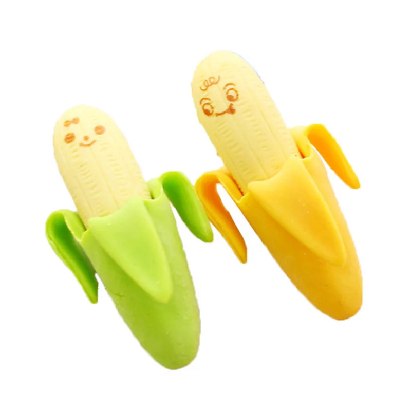 

2Pcs/Set Cute Banana Eraser Pencil Creative Fruit Rubber Erasers Kids School Supplies Party Gifts Wedding Favors For Guests