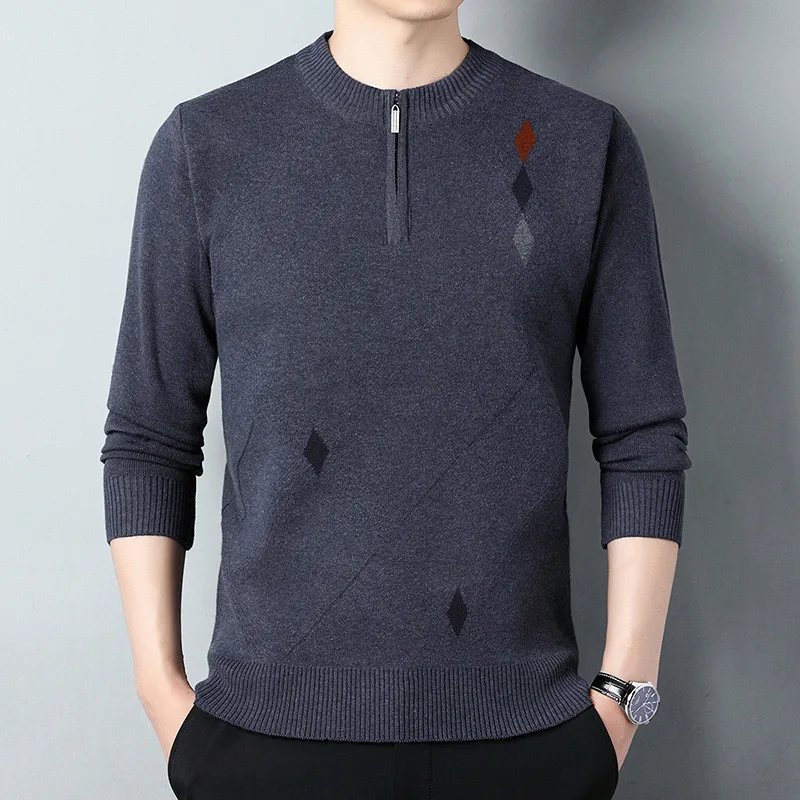 Pullover Men Sweater Thick Warm Knitted Solid Long Sleeve Turtleneck Sweaters Half Zip Argyle Fleece Winter Sweaters Clothing
Pullover Men Sweater Thick Warm Knitted Solid Long Sleeve Turtleneck Sweaters Half Zip Argyle Fleece Winter Sweaters Clothing