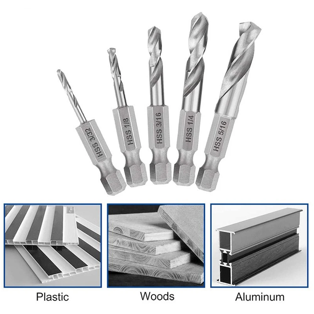 5PCS Drill Bit Set Twist Drill Bit Set 1/4" Hex Shank HSS For Ceramic Wood Metal Drilling Tap Bits Electric Drill Accessories
5PCS Drill Bit Set Twist Drill Bit Set 1/4" Hex Shank HSS For Ceramic Wood Metal Drilling Tap Bits Electric Drill Accessories