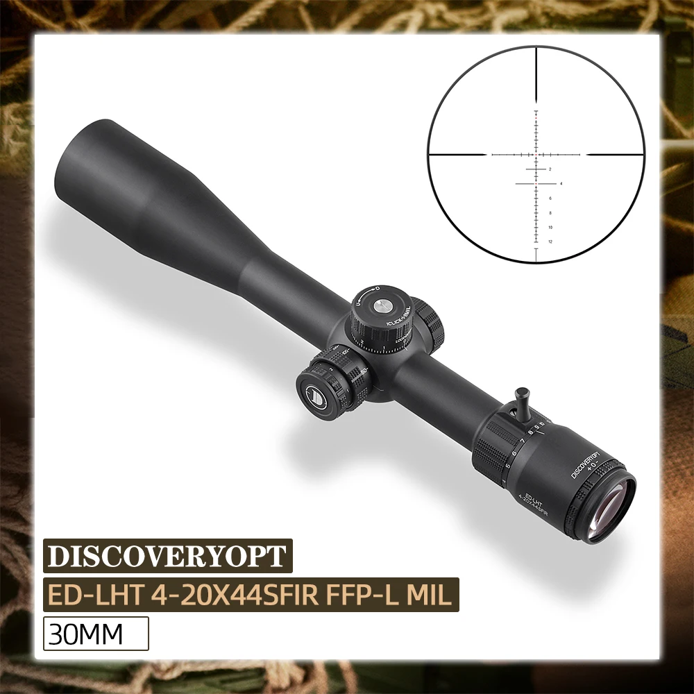 Прицел для охотничьей винтовки Discovery, оптический прицел 4-20X 44sfir FFP MIL с боковой фокусировкой для калибра 50BMG с подсветкой
Прицел для охотничьей винтовки Discovery, оптический прицел 4-20X 44sfir FFP MIL с боковой фокусировкой для калибра 50BMG с подсветкой