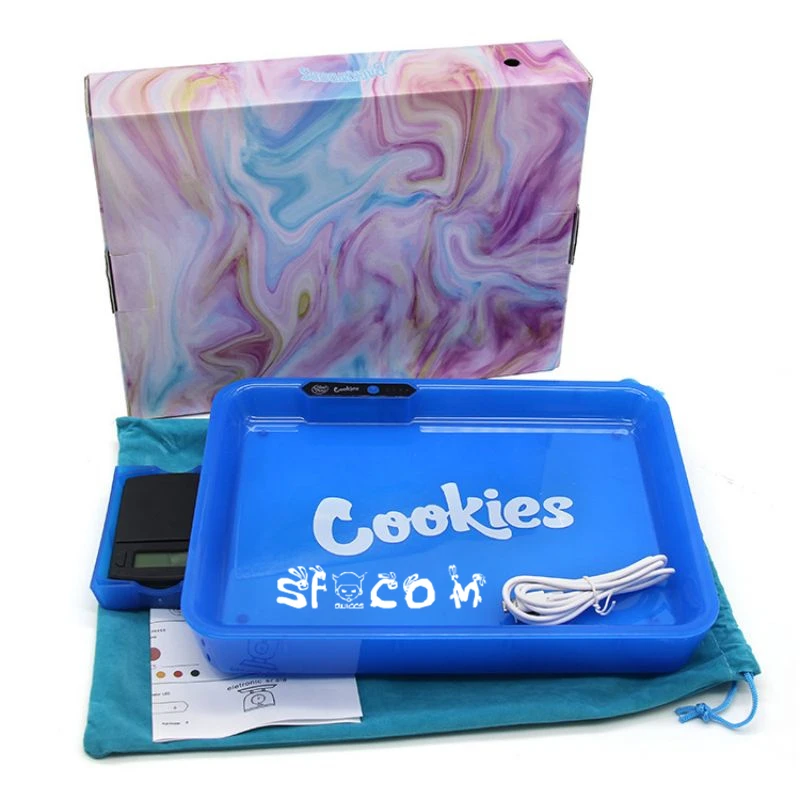 COOKIES SF COM Tobacco Rolling Tray with Scale Manual Color Change Glow Portable Handbag Cigarette Box Smoking Accessories
COOKIES SF COM Tobacco Rolling Tray with Scale Manual Color Change Glow Portable Handbag Cigarette Box Smoking Accessories