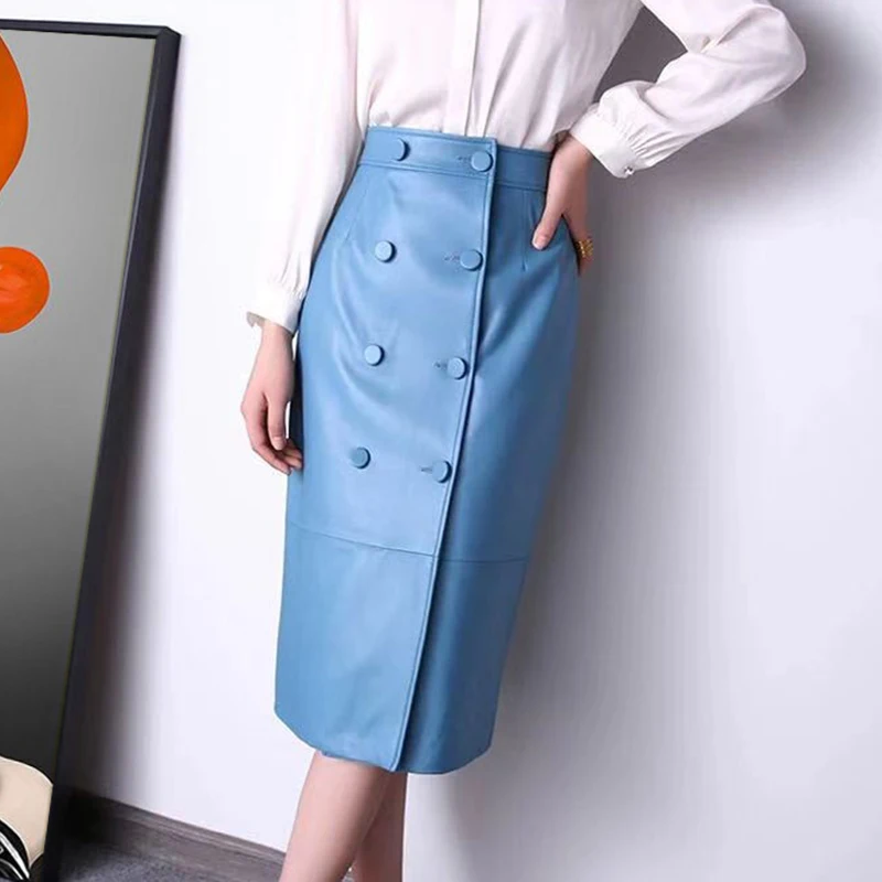 100% Sheepskin Hip Wrap Skirt For Women High Waist Real Leather Show Thin Double-breasted Saia Midi Female Blue/Camel Sukienka
100% Sheepskin Hip Wrap Skirt For Women High Waist Real Leather Show Thin Double-breasted Saia Midi Female Blue/Camel Sukienka