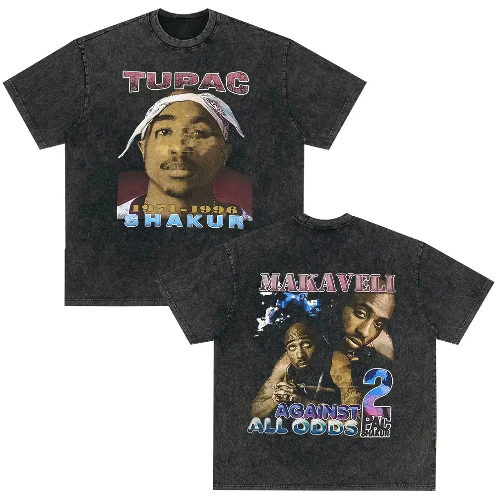 Вареная Винтажная Футболка Tupac в стиле рэпера с защитой от всех предметов женская