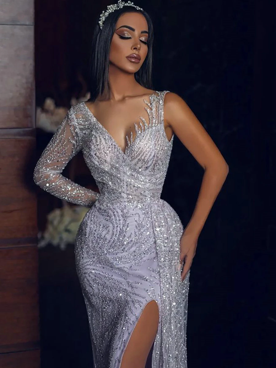 Private Custom Lilac Crystal Beading Ribbons Dubai Evening Dresses Mermaid One Shoulder High Split Saudi Arabic Formal Gown
Private Custom Lilac Crystal Beading Ribbons Dubai Evening Dresses Mermaid One Shoulder High Split Saudi Arabic Formal Gown