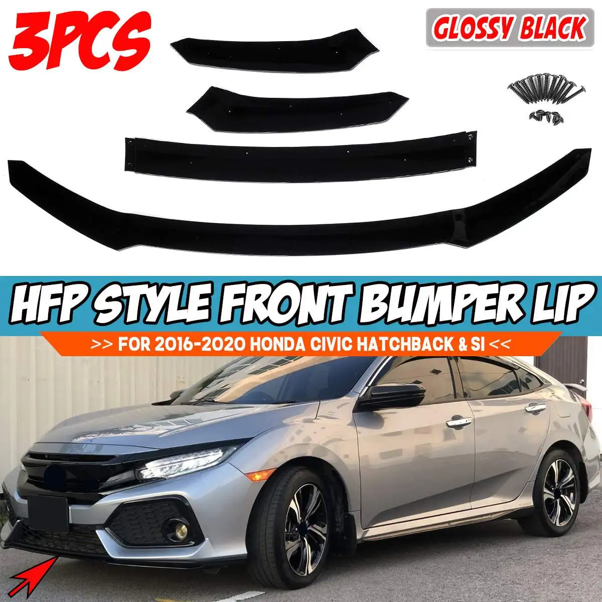 High Quality Car Front Bumper Splitter Lip Body Kit Spoiler Diffuser Protector Cover For Honda For Civic Hatchback &Si 2016-2020
High Quality Car Front Bumper Splitter Lip Body Kit Spoiler Diffuser Protector Cover For Honda For Civic Hatchback &Si 2016-2020