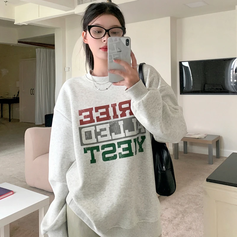 Round Hoodies Lazy Style Keep Warm Long-sleeves Pullover Letter Fashion Women Loose Versatile Ins Casual Top Clothing
Round Hoodies Lazy Style Keep Warm Long-sleeves Pullover Letter Fashion Women Loose Versatile Ins Casual Top Clothing