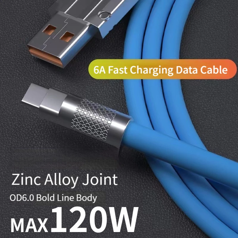 120W 6A Super Fast Charge Type C Liquid Silicone Cable Quick Charge USB Cable for Xiaomi Huawei Samsung Pixel USB Charger Cables
120W 6A Super Fast Charge Type C Liquid Silicone Cable Quick Charge USB Cable for Xiaomi Huawei Samsung Pixel USB Charger Cables
