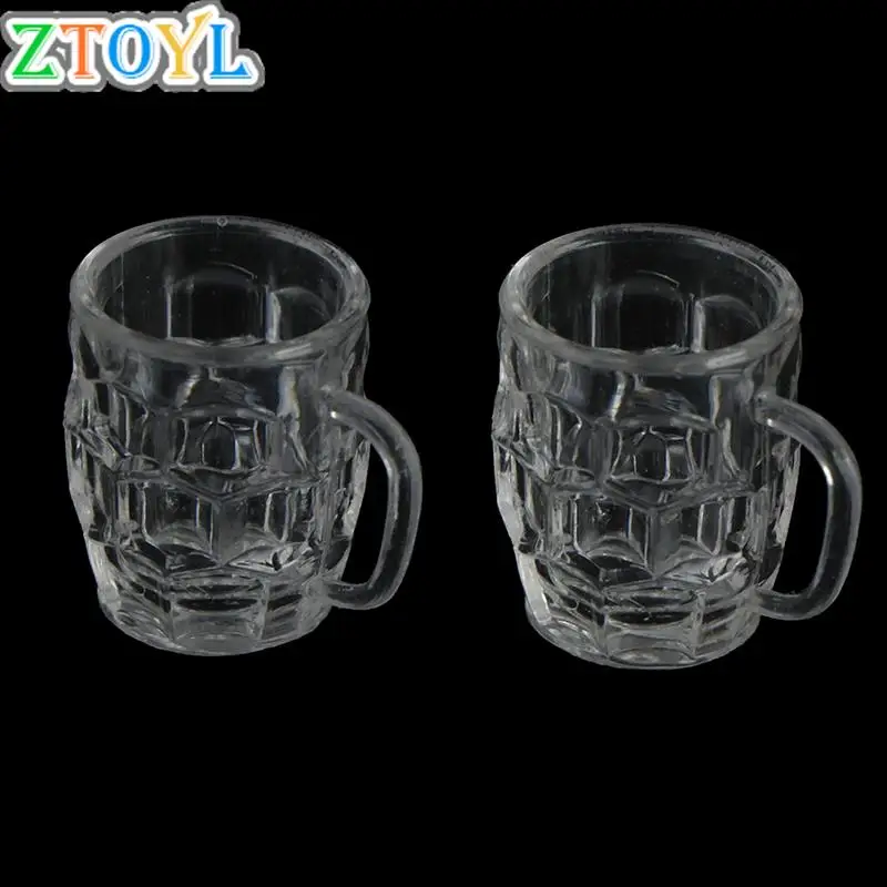 

2Pcs 1:12 Scale Miniature DIY Mini Cups Goblet Transparent Mini Drink Wine Beer Cup Dollhouse Craft Home Decoration Glass Model