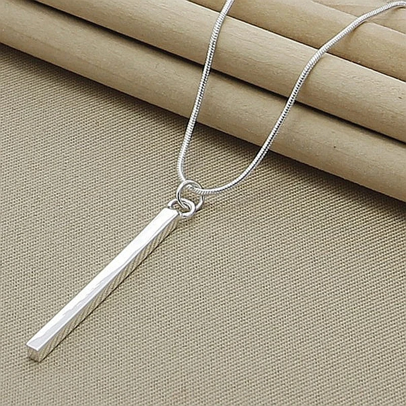 Hot Sale Silver 925 Chain Necklace for Women Men Jewelry Square Pillar Pendant Necklaces Trendy Jewelry New 2019
Hot Sale Silver 925 Chain Necklace for Women Men Jewelry Square Pillar Pendant Necklaces Trendy Jewelry New 2019