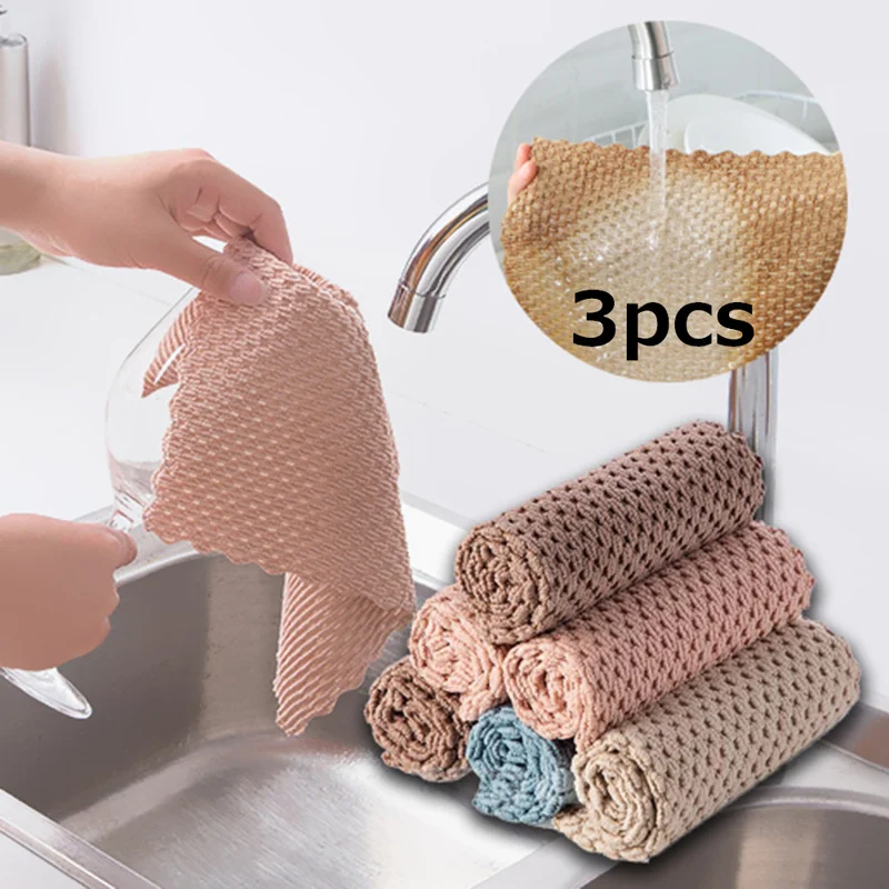 3pcs Dishcloth Kitchen Anti-grease Wiping Rags Super Absorbent Microfiber Cleaning Cloth Home Washing Dish Cleaning Towels
3pcs Dishcloth Kitchen Anti-grease Wiping Rags Super Absorbent Microfiber Cleaning Cloth Home Washing Dish Cleaning Towels