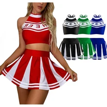 Classic High School Cheerleader Costume Student Sports Uniform Athletic Cosplay Carnival Party Fancy Dress