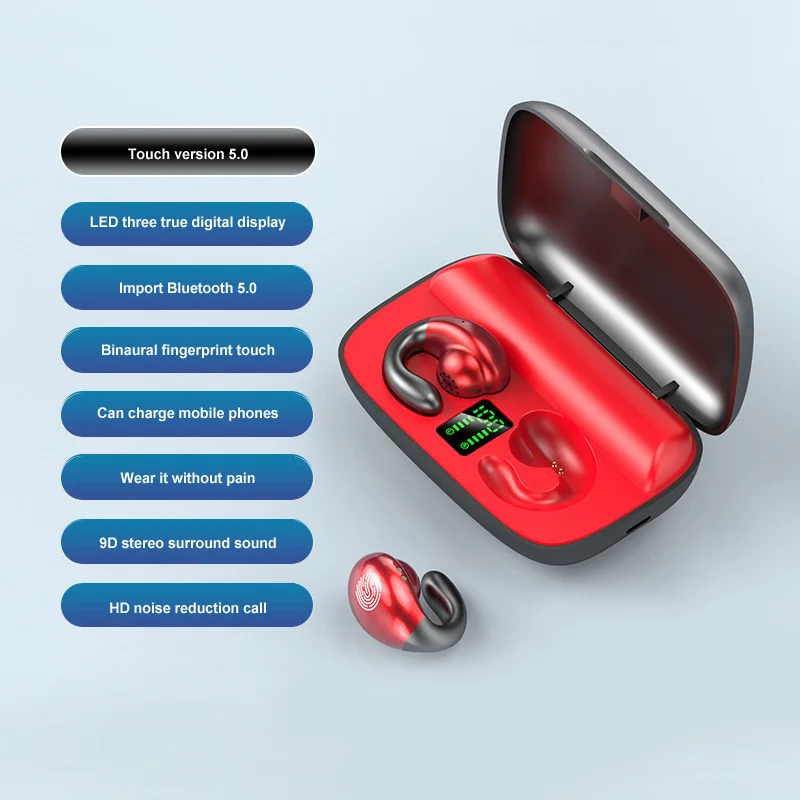 TWS Bluetooth Earphone Ear Hook Touch Control Bone Conduction Wireless Headphones HiFi Stereo Surround Sound Headsets With Mic
TWS Bluetooth Earphone Ear Hook Touch Control Bone Conduction Wireless Headphones HiFi Stereo Surround Sound Headsets With Mic