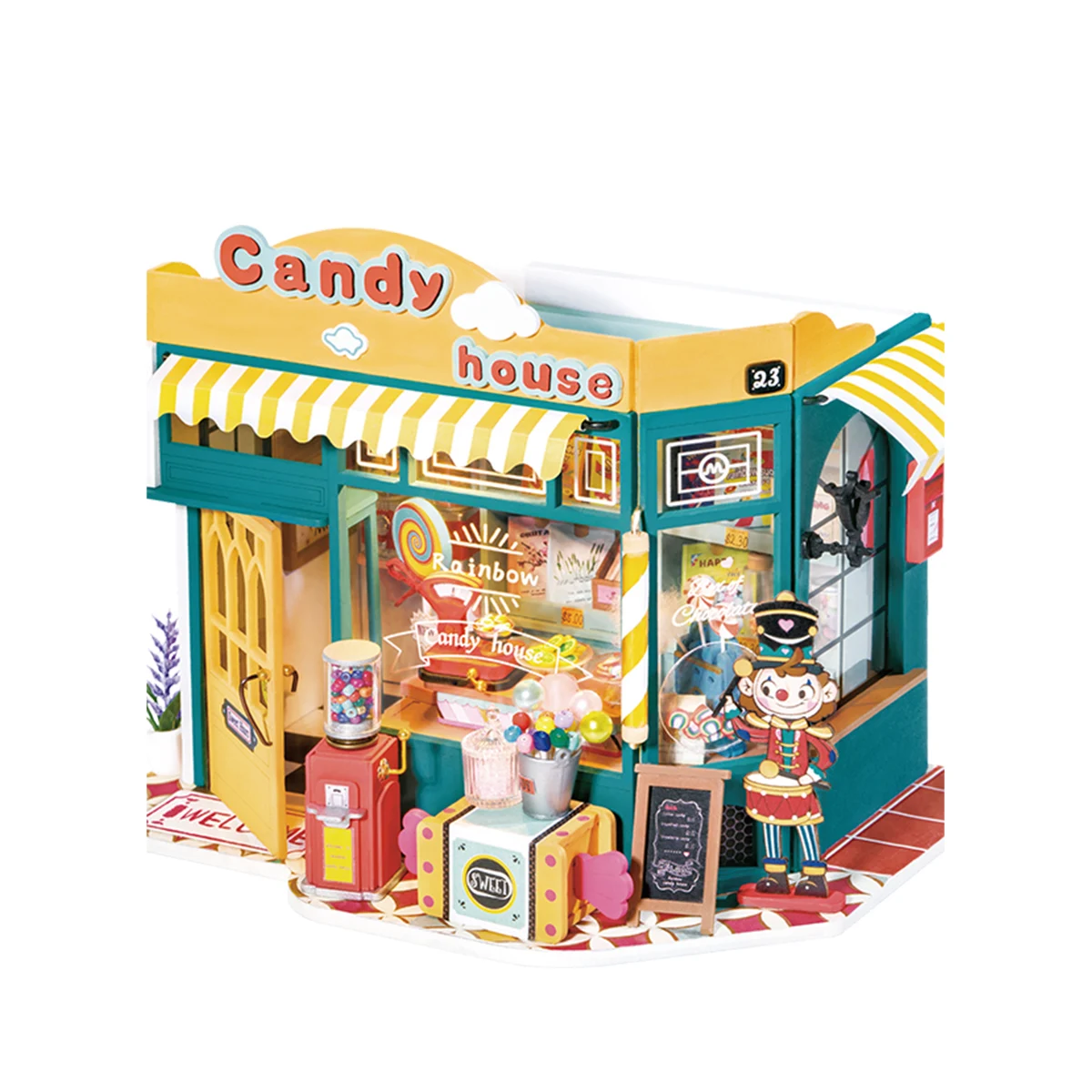 

Robotime Rolife DIY Dollhouse Rainbow Candy House Kids Miniature Fantasy Doll House Wooden Kit Toy DG158