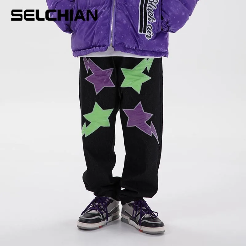 High Street Stars Letter Embroidery Denim Pants Mens and Womens Washed Retro Straight Jeans Hip Hop Casual Trousers 
High Street Stars Letter Embroidery Denim Pants Mens and Womens Washed Retro Straight Jeans Hip Hop Casual Trousers
