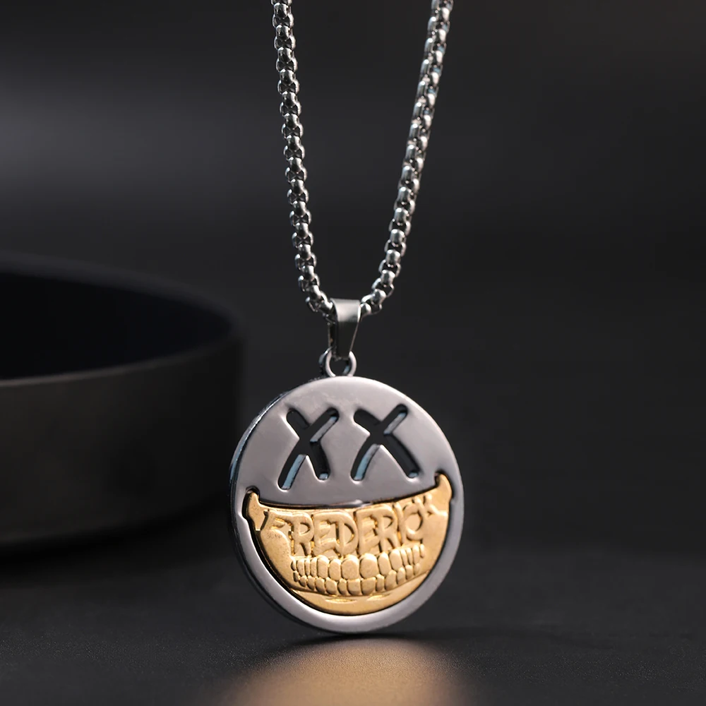 Hip-hop Rock Men's Titanium Steel Devil Smiley Face Hundred Pendants Trendy Punk Men's Necklace Double-sided Expression Pendant
Hip-hop Rock Men's Titanium Steel Devil Smiley Face Hundred Pendants Trendy Punk Men's Necklace Double-sided Expression Pendant