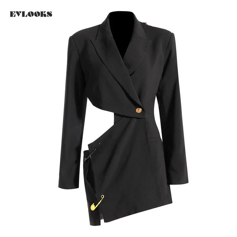 EVLOOKS Autumn Blazer Elegant Luxury Trend Tailoring Chic Sexy Cutout Open Back Asymmetric Black Slim Woman 2022 New Collection
EVLOOKS Autumn Blazer Elegant Luxury Trend Tailoring Chic Sexy Cutout Open Back Asymmetric Black Slim Woman 2022 New Collection