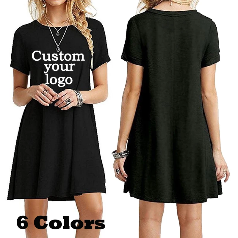 Womens Fashion Summer Clothing Casual Short Sleeved DIY logo Printed Dress Crew Neck Loose Mini Dresses Party Cotton Dress
Womens Fashion Summer Clothing Casual Short Sleeved DIY logo Printed Dress Crew Neck Loose Mini Dresses Party Cotton Dress