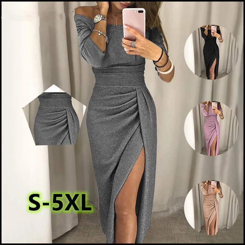 Women's Sexy Off Shoulder Sequins Party Dress Summer Split High Waist Elegant Maxi Dress Club Outfits Plus Size Tunics Vestidos
Women's Sexy Off Shoulder Sequins Party Dress Summer Split High Waist Elegant Maxi Dress Club Outfits Plus Size Tunics Vestidos