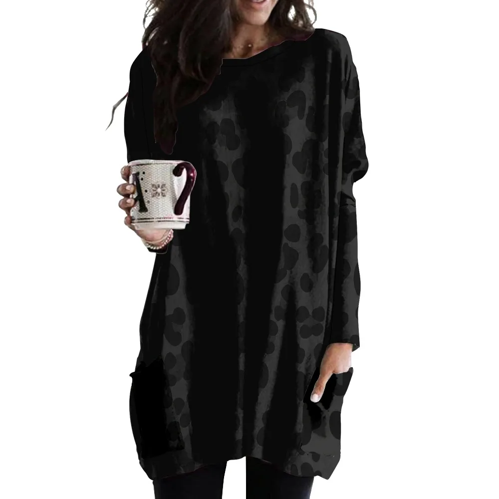 Sexy Black Leopard Print T-Shirt Fashion Casual Harajuku Women's Spring and Autumn Long Pocket Women's T-Shirt
Sexy Black Leopard Print T-Shirt Fashion Casual Harajuku Women's Spring and Autumn Long Pocket Women's T-Shirt