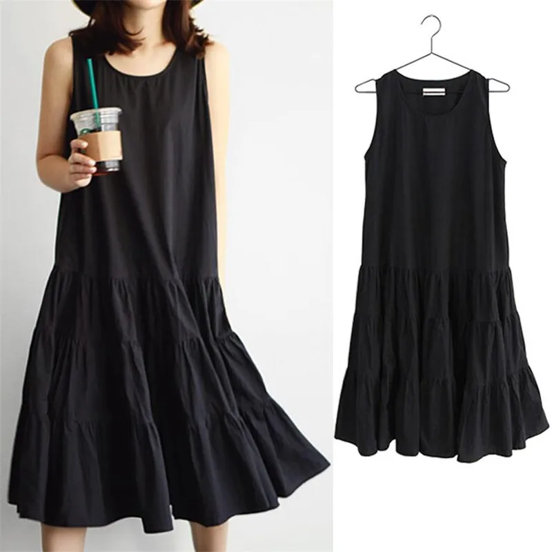 Платье женское летнее однотонное из хлопка и льна с оборками и круглым вырезом
Платье женское летнее однотонное из хлопка и льна с оборками и круглым вырезом